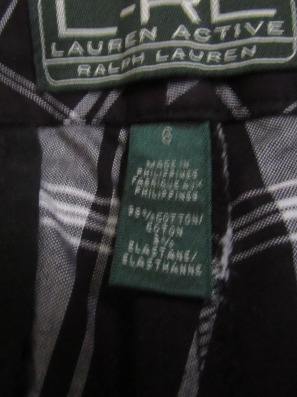 L-RL Lauren Active Ralph Lauren Black/White Shorts Size 6 USED - Picture 4 of 5
